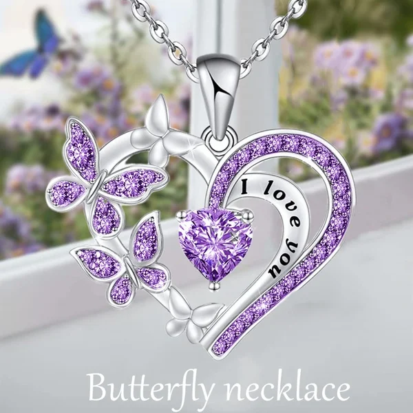 Accessories for Women Butterfly Necklace for Women Charm Heart Butterfly Pendant Necklace Gift for Mom Wife Daughter Girlfriend