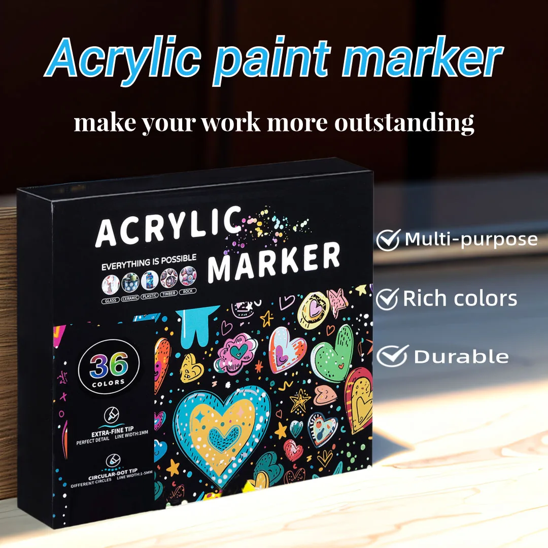 

12/24/36Pcs Double-head quick-drying Acrylic marker pen for DIY ceramic glass graffiti canvas painting art supplies