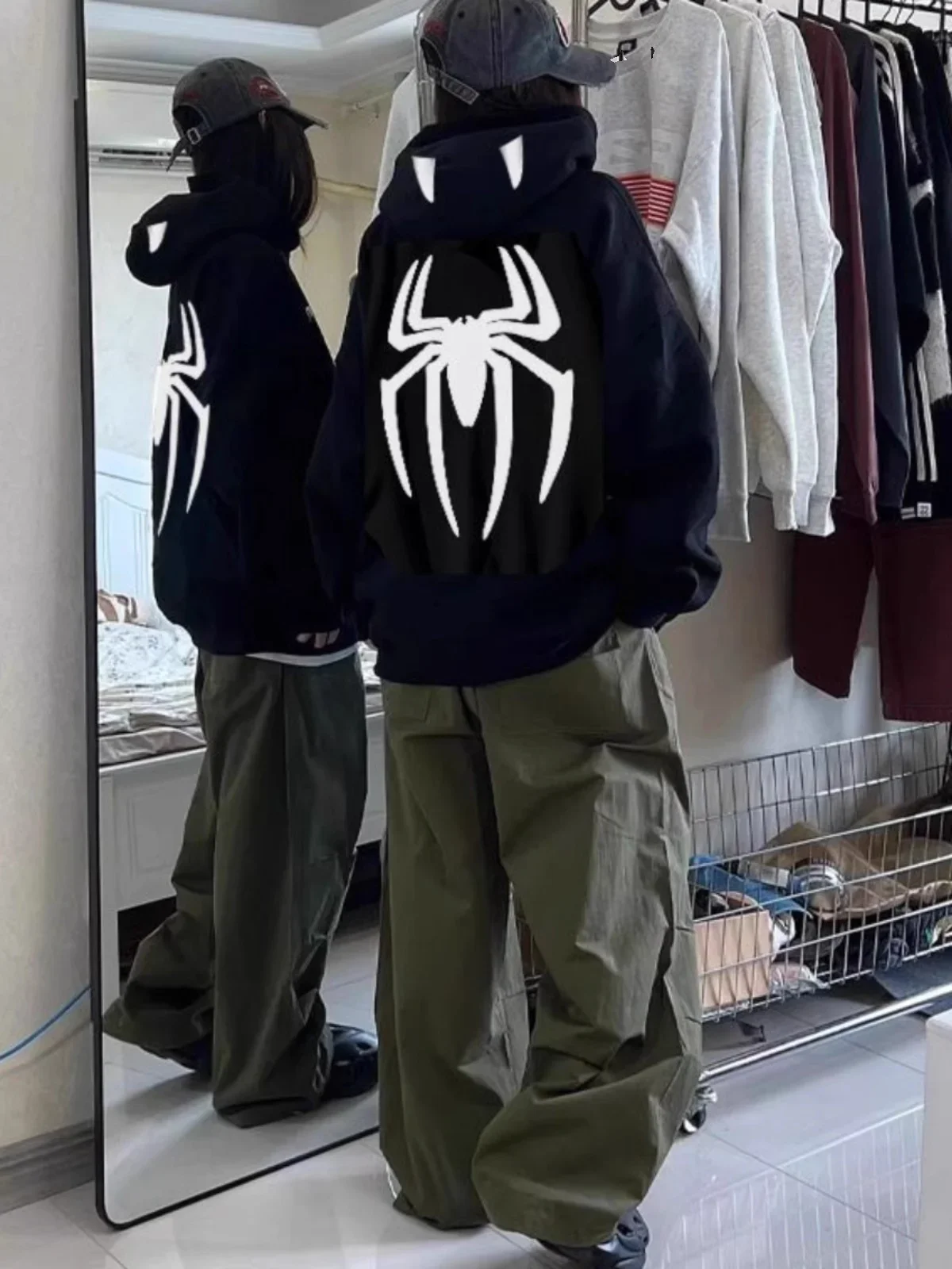 2025 New Trendy Hot Hoodie American High Street Hoodie Rotating Sleeve Hoodie Winter Hoodie