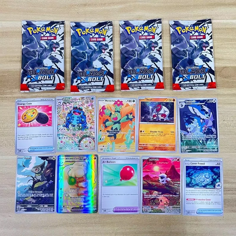 New 10Pcs/Bag Pokémon Black Dragon White Dragon Card Booster Sword Shield Series Pet Elf Flash Transaction Collectible Cards view 3