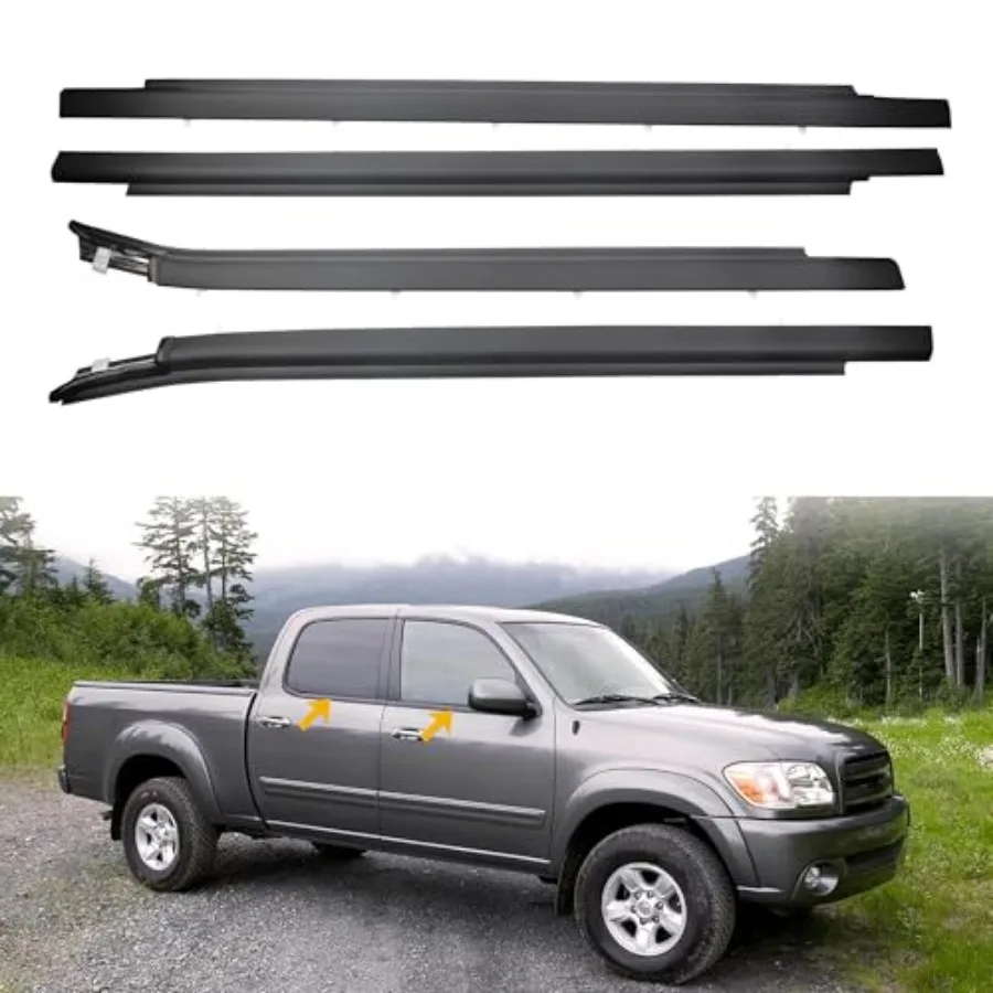 

4PCS Front and Rear Door Window Trim Belt Weatherstrip Compatible with Toyota Tundra Extended Cab Pickup 2000-2006 Replaces 757