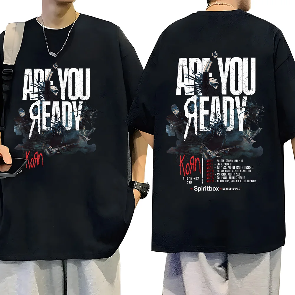 

Kornband Latin America 2026 Tour T Shirts Rock Band Pure Cotton Tees Oversize Versatile Summer Fashion T-shirt Unisex Streetwear