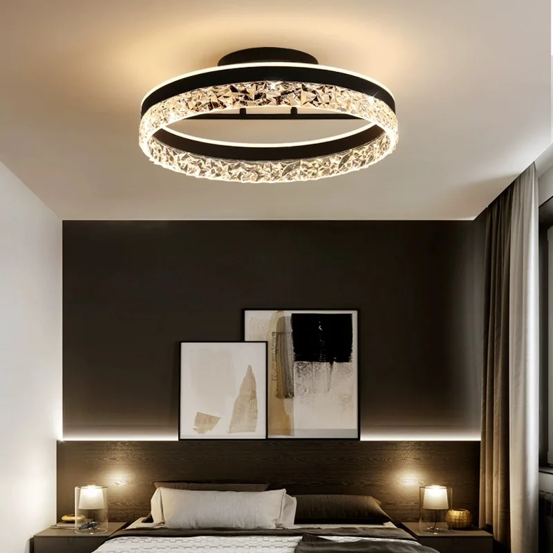 BOSSEN-Lustre Moderno Simples, Sala de Jantar, Escandinavo, Dourado, Preto, Branco, Redondo, Círculo, Sala de Estar, Quarto, Lustre LED