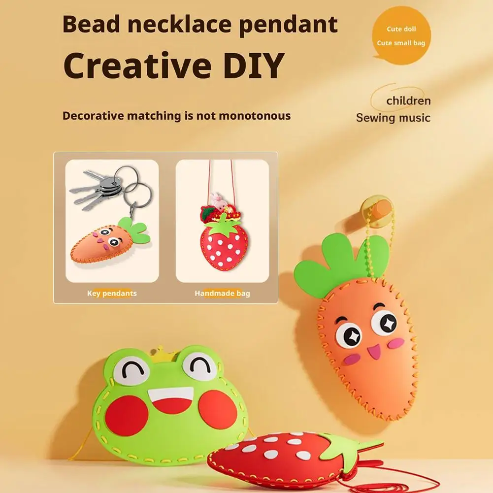 Children's DIY Sewing Toy Kits Cute Animal Fruit Rope Threading Doll Pendant Enhance Hands-on Ability For Kids Birthday Gifts
