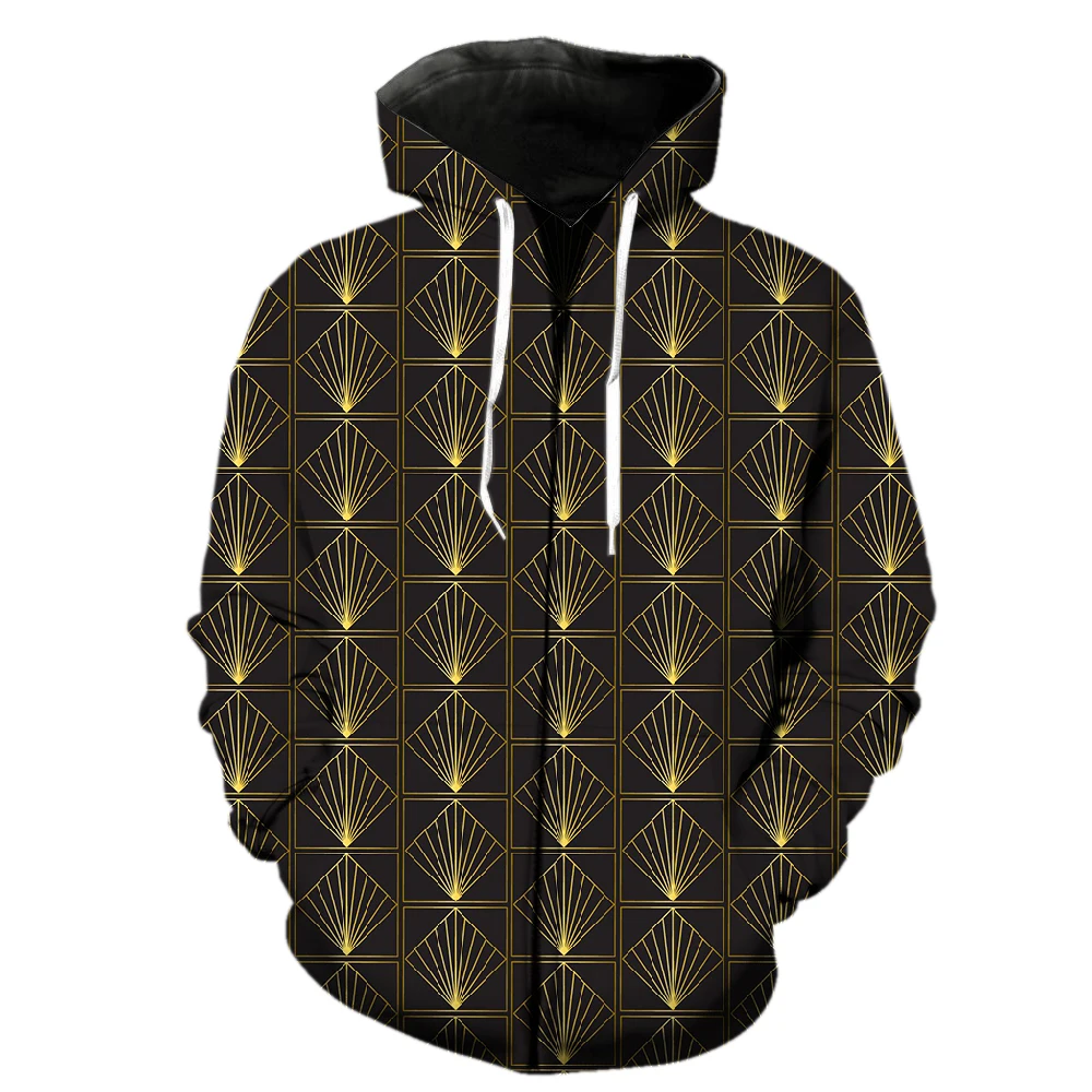 

Abstract Geometric Patterns Men's Zipper Hoodie Teens Fashion With Hood Jackets Spring Long Sleeve Oversized Cool Unisex Hip Hop