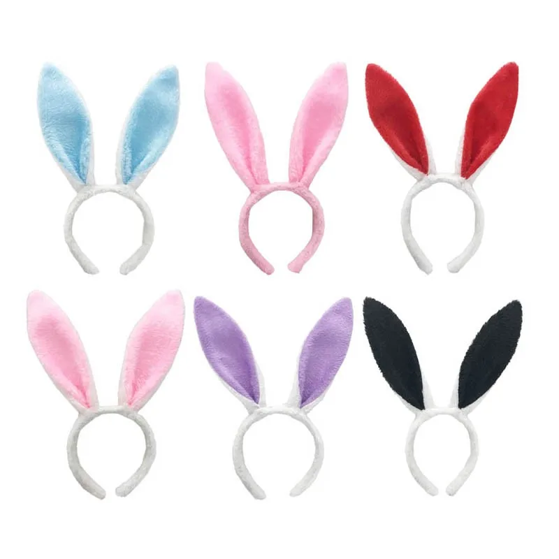 Cute Rabbit Ear Headband Easter Adult Kids Prop Plush Hairband Bunny Ear Hairband Party Costume Decorations Hair Accessories