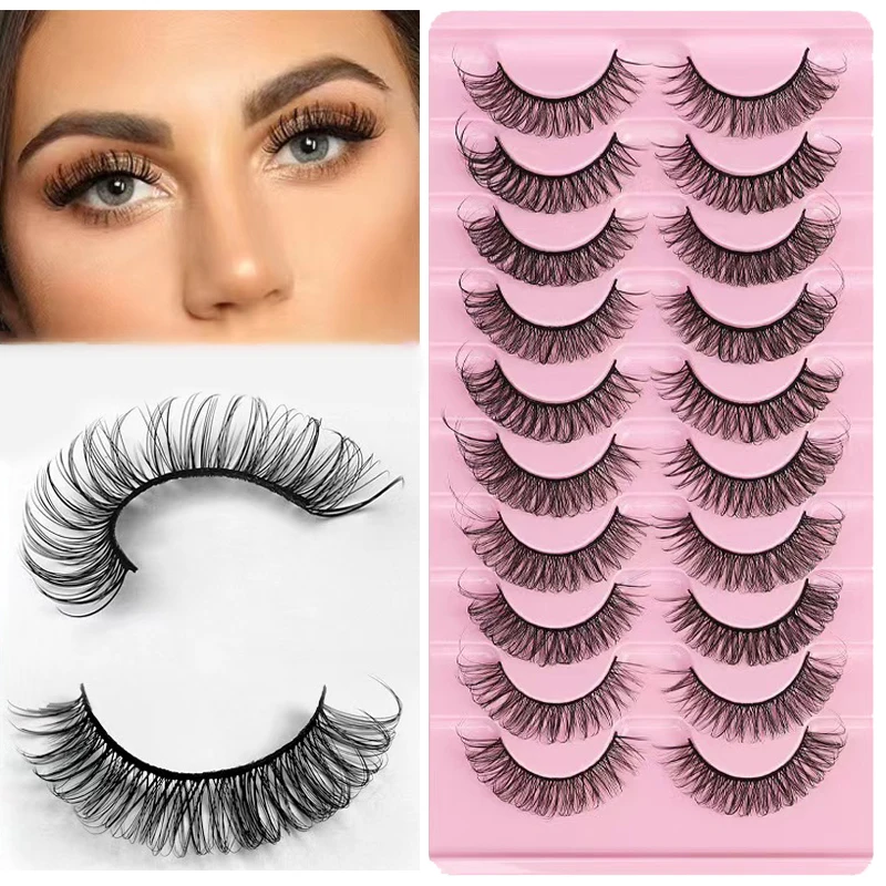 10 pairs of popular Russian curly eyelashes, thick big eyes, multi-layer three-dimensional curling, essential for European and A