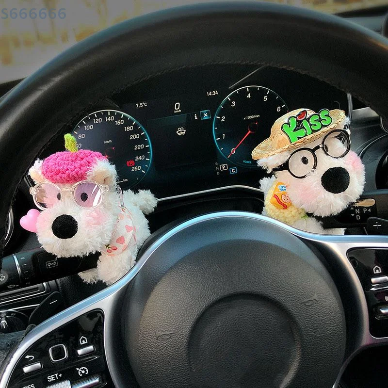 

Car Accessory Used For Car Gear Shift Decoration Cute Turn Signal West Highland Dog Wiper Dolls Rearview Mirror Ornament Gift