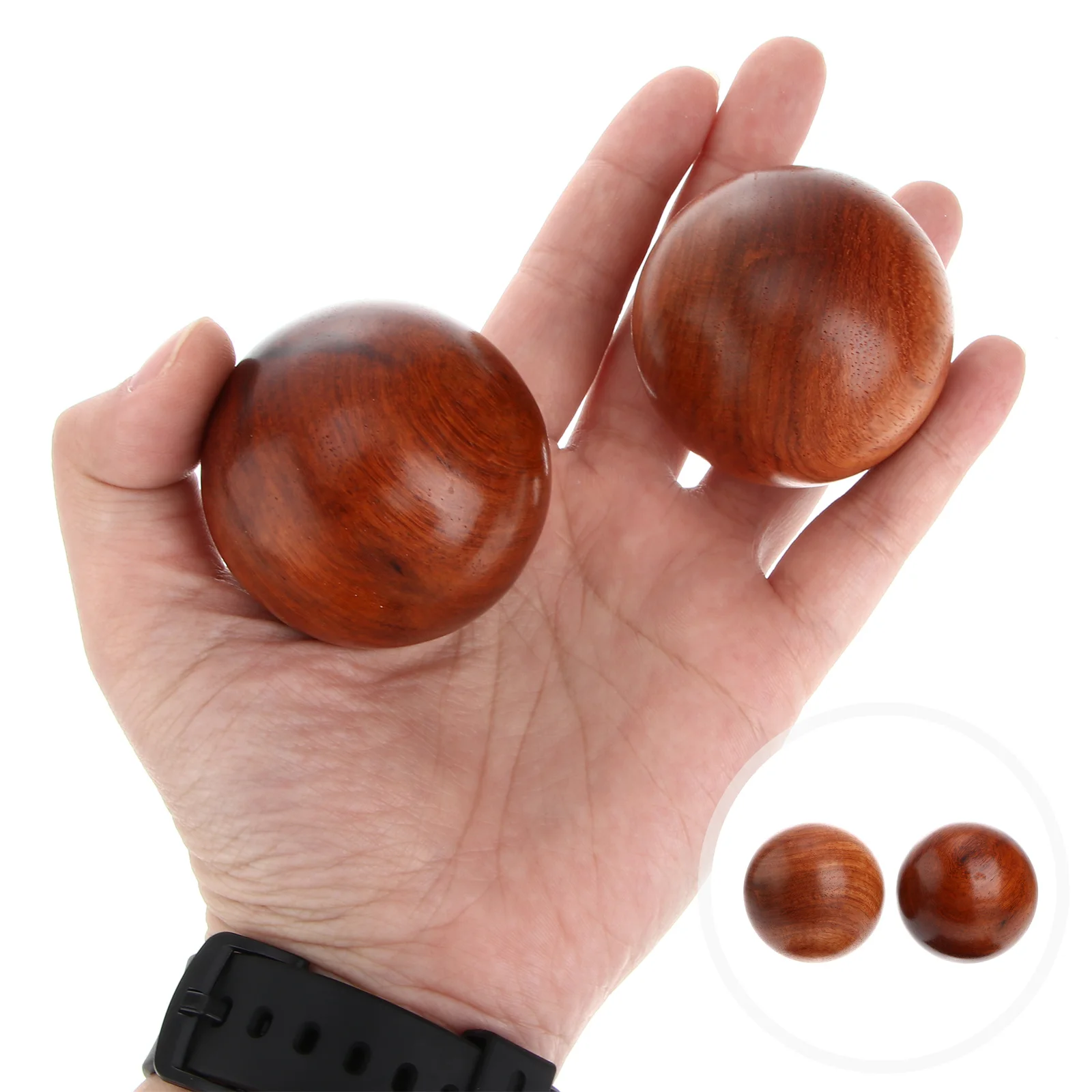 2 Pcs Massage Handball Foot Massager Round Balls Leisure Exercise Wooden Muscle Stretch Roller for Blood Circulation Fitness