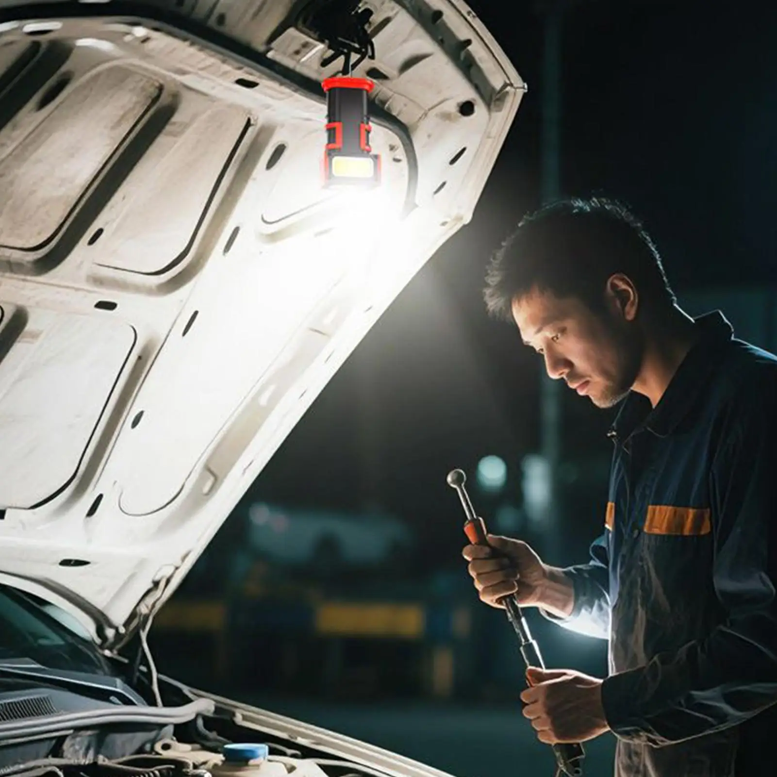 

Светодиодный перезаряжаемый рабочий фонарь, вращающийся на 180 градусов магнитный рабочий фонарь Type-C, зарядка, двойные крючки, цифровой дисплей, лампа для