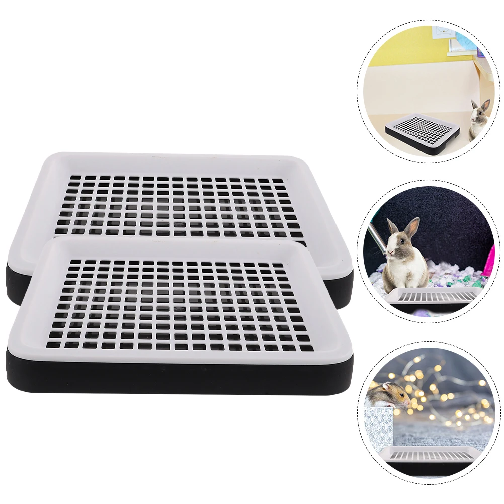 

2 Pcs Pet Cleaning Supplies Square Rabbit Guinea Mini Kit Pan Small Animal Toilet Plastic Potty Hamster Litter Box Guinea Pig