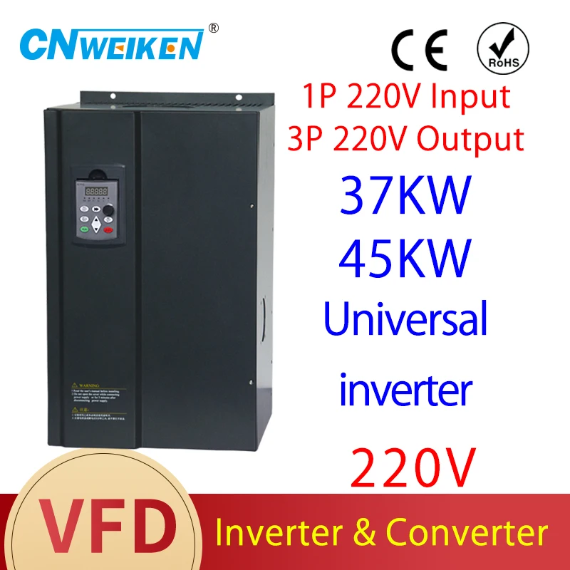 For CE 220 37KW/45KW/55KW 1 phase input 220v and 3 phase output 220v frequency converter/ ac motor drive/ VSD/ VFD/Inverter