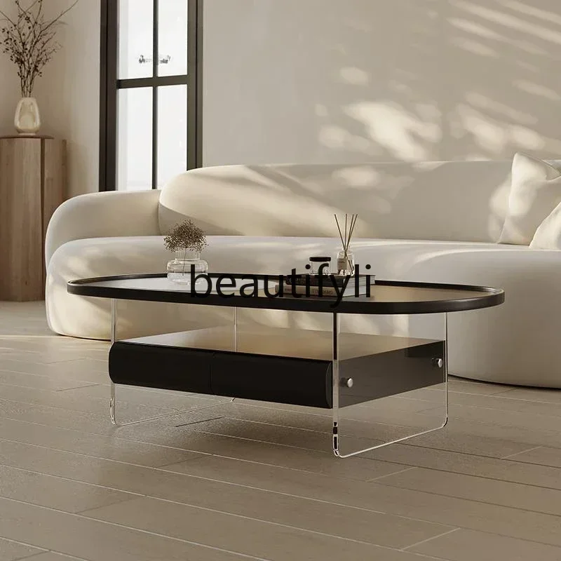 

yj58 Jane acrylic suspended coffee table living room home combination small household simple rock slab advanced