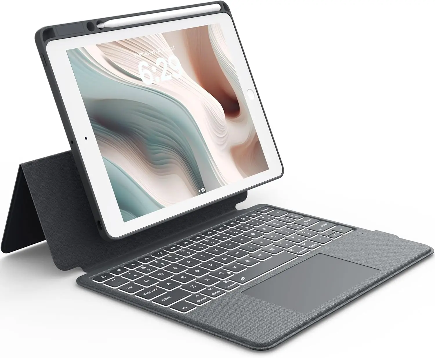 

Прочный чехол с клавиатурой для iPad 9th 2022/8th/7th Generation, чехол для iPad, чехлы для планшетов iPad 10,2 дюйма, серый