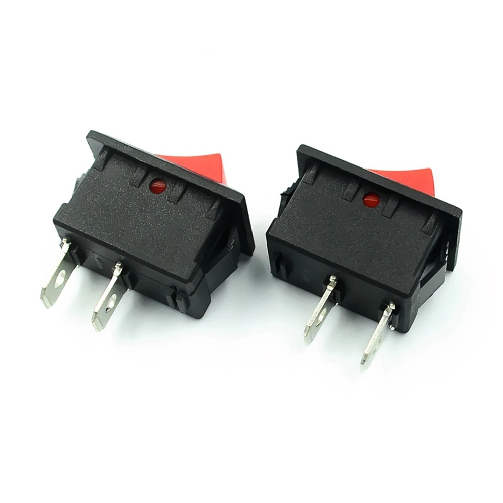 5PCS On-Off KCD11 2Pin 2P Black Red Boat Car Rocker Switch 3A 250V 6A 125V AC Button KCD1-11 10X15 10X15 KCD117