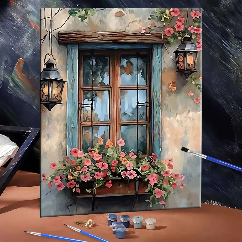 DIY Paint By Number Canvas Kits, Flower Art