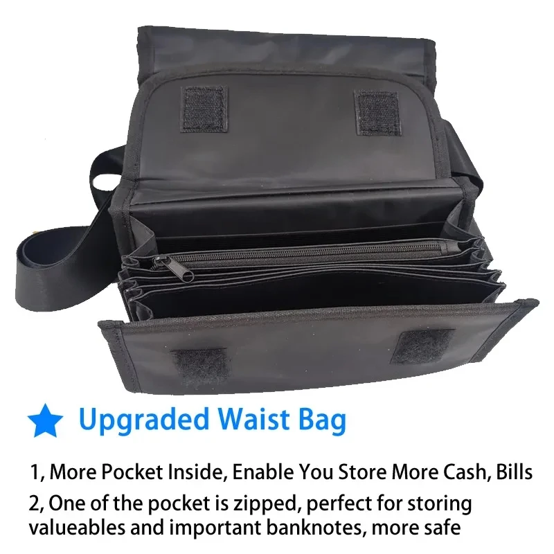 Multi-Function Portable Multi Pockets Coin Storage Bag Waiter\'s Driver Wallet Fanny Pack Cash Receipt Bills Coins Organizer Safe