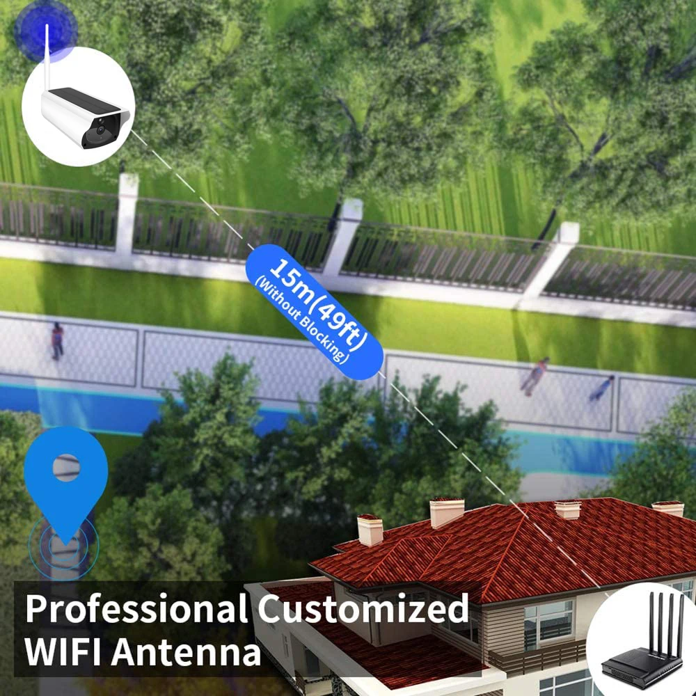 I-CAM + cámara WiFi de 5MP con energía Solar, cámara de seguridad inalámbrica con batería de 2MP, vigilancia del hogar IP66, impermeable, PIR para