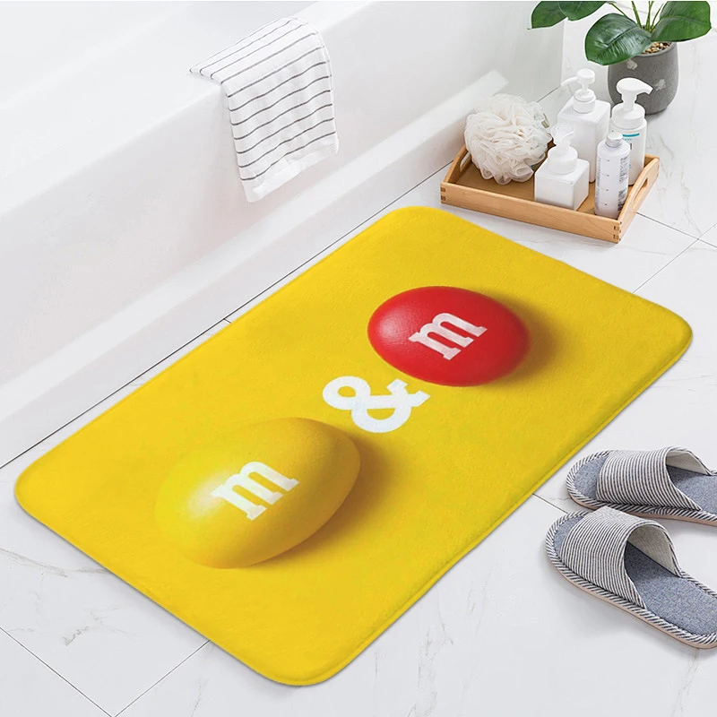 Bath Rug M&M's Children's Bedroom Carpet Cute Bathmat Funny Doormat Entryway Mat for Hallway Non Slip Room Decorating Items