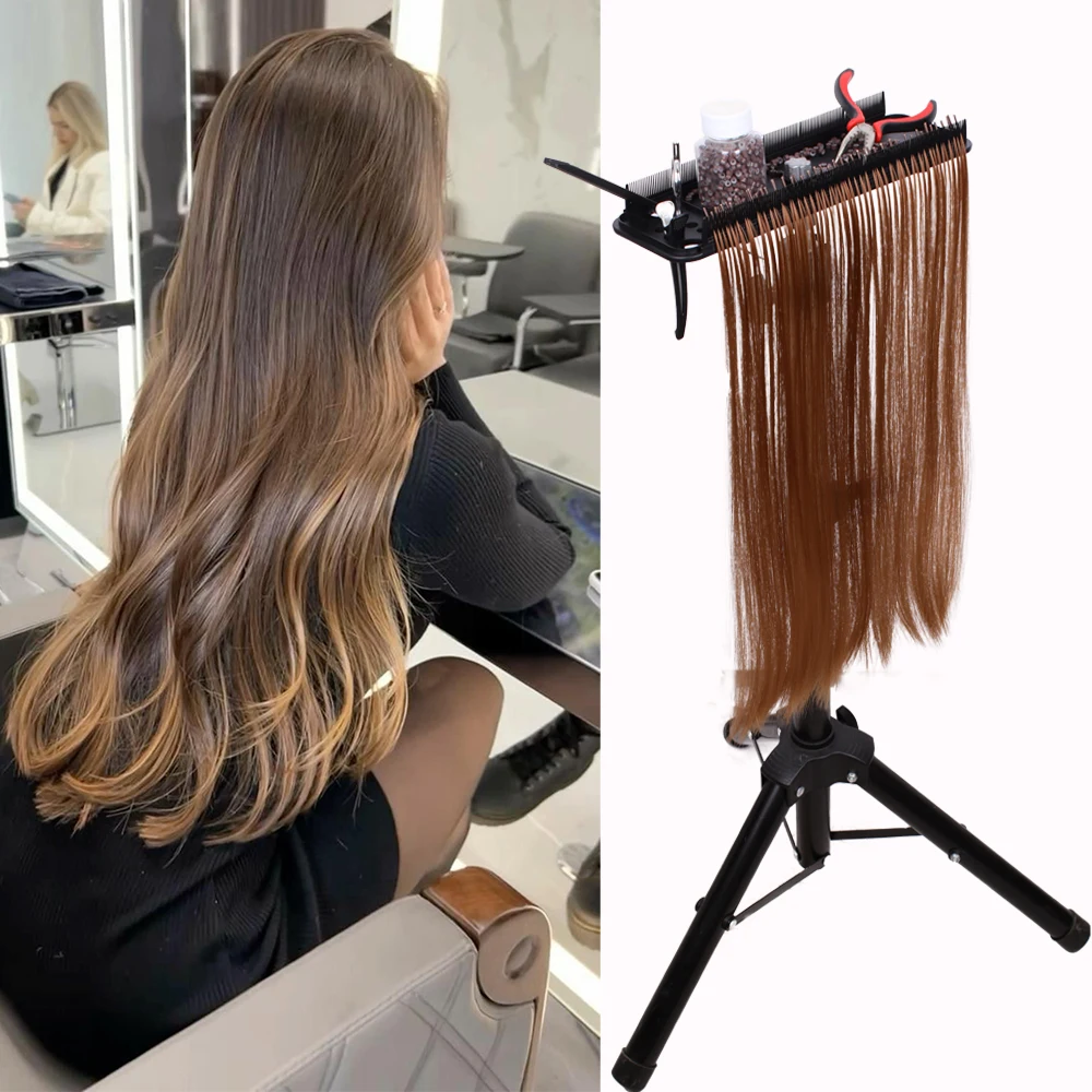 Suporte de rack de extensões de cabelo para salões de beleza barbeiro profissional perucas expositor suporte de extensões de cabelo