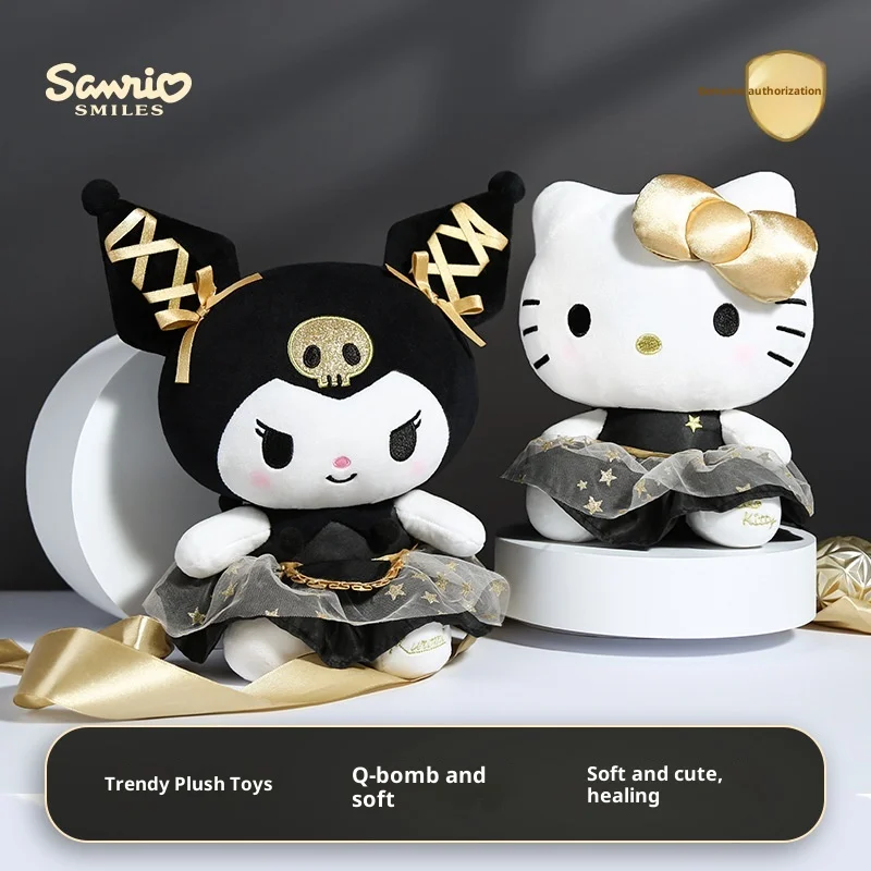 

Новый Sanrio, черное золото, Kuromi My Melody Cinnamoroll, плюшевые игрушки, милые мультяшные мягкие куклы, мягкая подушка, декор комнаты, подарки на день рождения