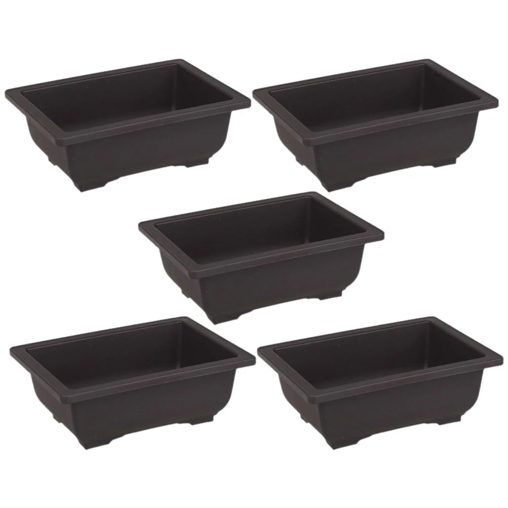 5pcs Rectangular Bonsai Pots Succulent Flower Planting Pots Plastic Flowerpots