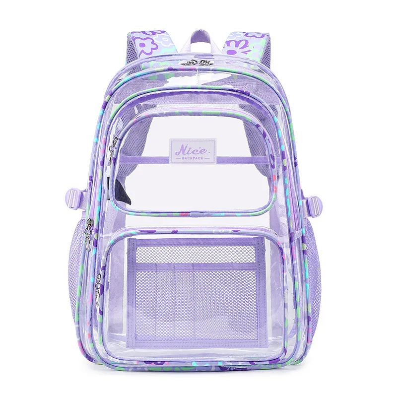 

Clear Backpack for School Heavy Duty PVC school bags Student Transparent Bookbag for Girls Stadium Approved See Through Backpack