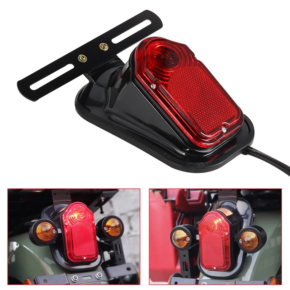 Motorcycle Black Chrome Red Tombstone Brake Tail Light Signal for Harley Bike Aluminiu