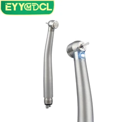 EYY Dental High Speed Stainless Steel Handpiece LED E-generator Standard Head Push Button Air Turbine 3 Water Spray 2/4 Holes