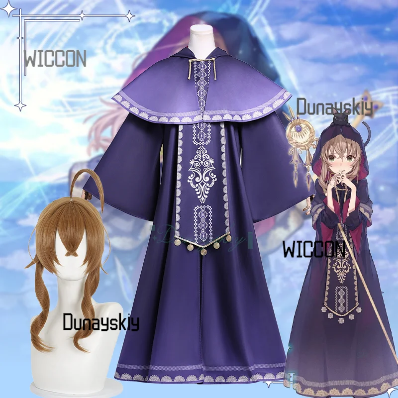 

Anime Silent Witch Monica Everett Full Set Cosplay Costume Wig Purple Robe Dress Coat Uniform For Woman Halloween Party Carnival