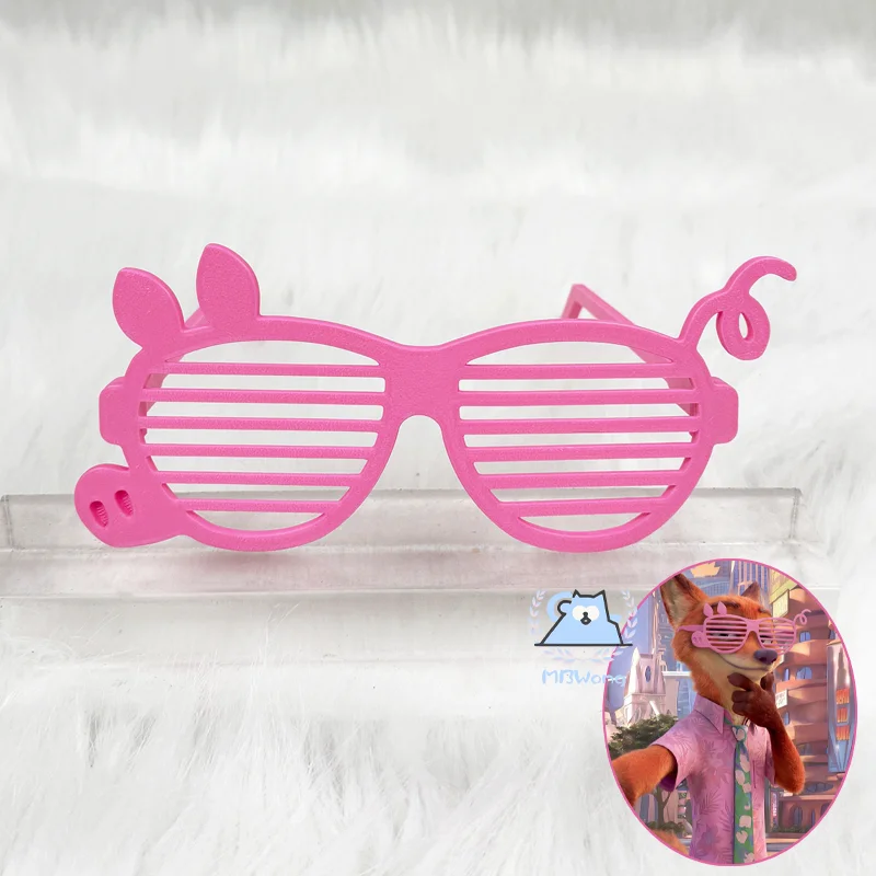 Cartoon Nick Wilde Cosplay Prop Nicholas Cosplay Eyeglasses Pink Pig Eyeglasses Accessories For Hallowmas Party Adult Women Men