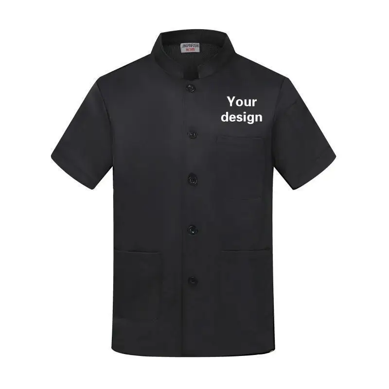 Chef's Workwear Personalized Printed Logo Wholesale Short Sleeves Large Size 5XL 6XL Breathable Hotel Kitchen Cooking Uniform