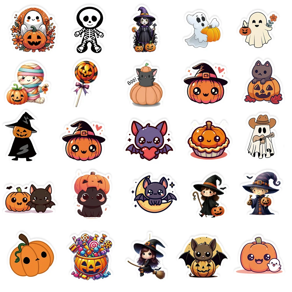 10/30/50 قطعة Kawaii هالوين الكتابة على الجدران ملصقات لطيف شبح اليقطين الساحرة الكرتون ملصق حقيبة الكمبيوتر المحمول الهاتف الشارات الديكور