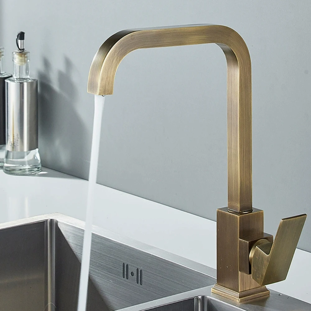 

Full Brass Body Material Kitchen Mixer Faucet Cold & Hot Water ,Two Holes Installation One Handle, Antique ,Black ,Gun Grey