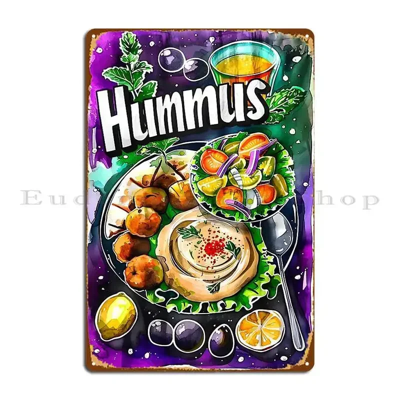 Creamy Delight The Art Of Arabian Authentic Middle Eastern Hummus Metal Sign Funny Wall Cave Bar Designing Home Tin Sign Poster