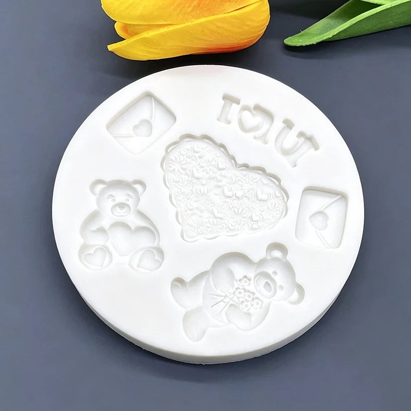 LIEBE Herz Bär Umarmungen Valentinstag Silikon Kuchen Backform Sugarcraft Schokolade Cupcake Fondant Kuchen Dekorieren Werkzeuge – Detail 6