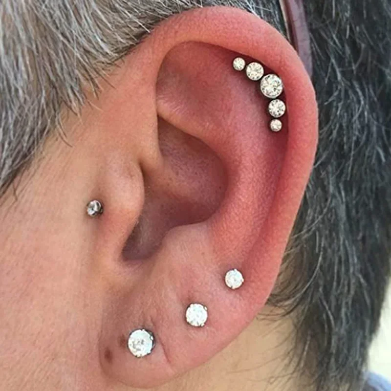 G23 Titanium Ear Studs with CZ Stones