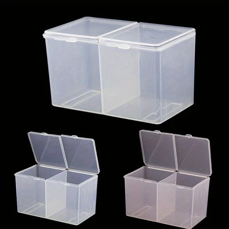 1pc Nail Storage Box Double Grille Dust Proof Belt Cover Cotton Sheet Napkin Storage Box Nail Accessories Finishing