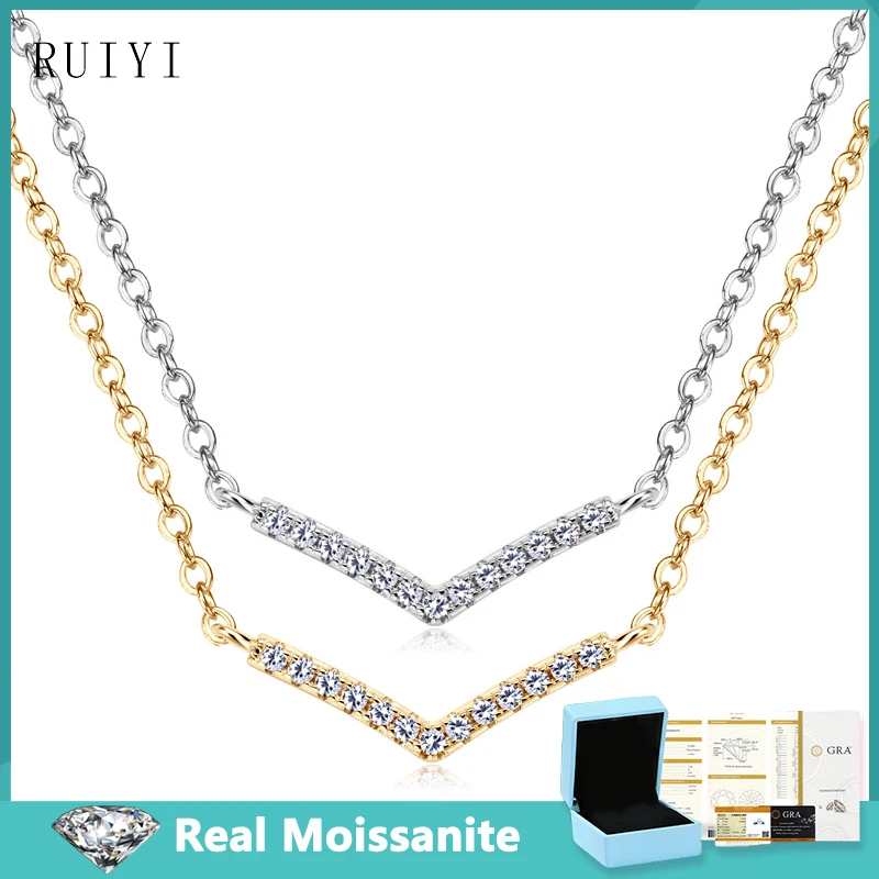 

Light Luxury Moissanite Diamond V Shape Pendants Necklaces For Women 925 Sterling Silver Chain Trendy Senior Sense Fine Jewelry