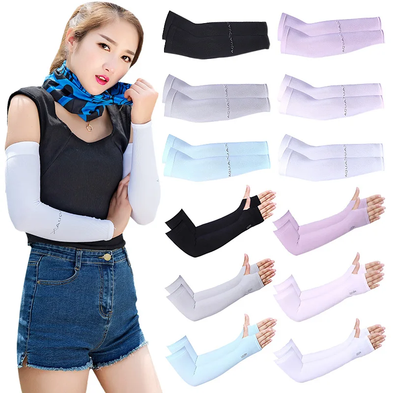 

Women's Summer UV-Proof Sleeves Thin Seamless Outdoor Ice Silk Sun Protection Armrests Covered With Ice-Sensitive Ice Sleeves