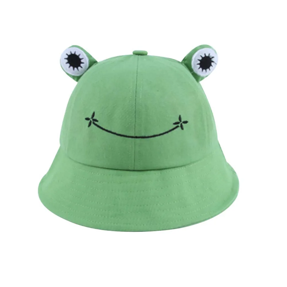 

Adjustable Anti-Fog Cotton Women Frog Embroidery Visors Hat Bucket cap Fisherman's hat Sun Hat