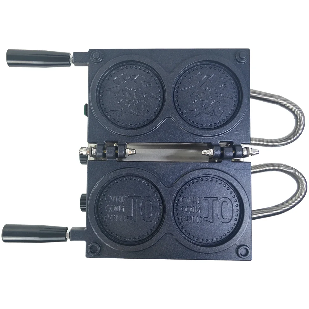 Hot Sale XEOLEO Commercial Two Grids Mini Pancake Machine Circular Gold Coin Waffle Mold Machine Coin Shaped Waffle Maker