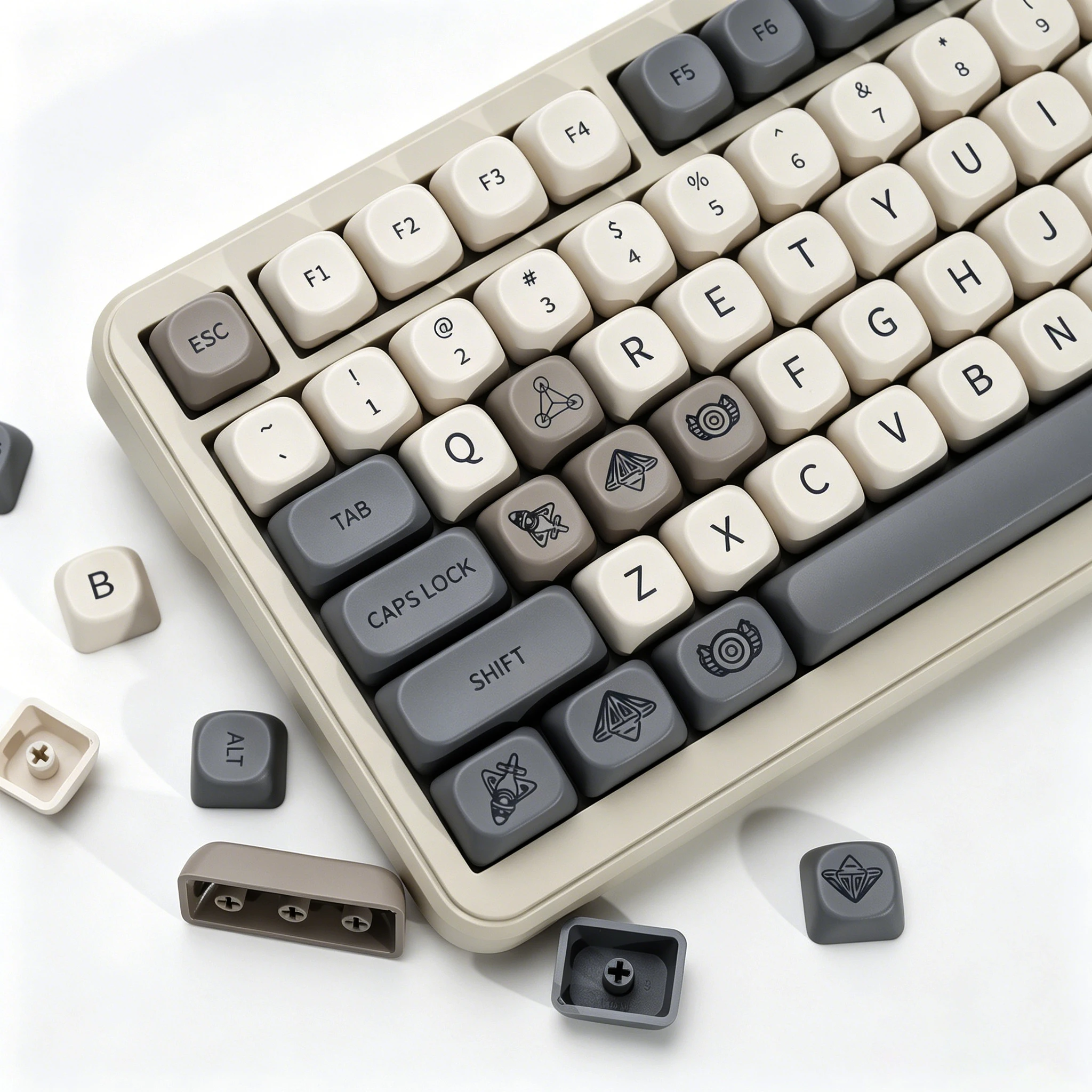 

KBDiy Retro Vision Theme Keycaps Simple KOA MOA Profile PBT ISO MAC Keycap For Magnetic Switches 75% Gaming Mechanical Keyboard