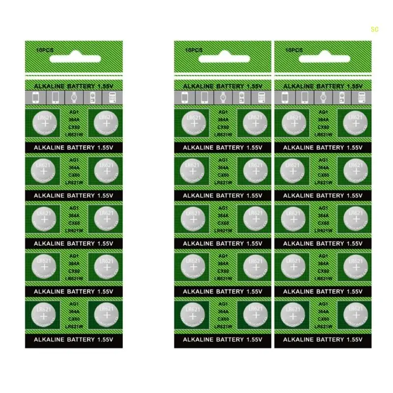 20pc/10pc High Capacity AG1/364/LR621 Button Cell Batteries for Lasts Electronic Device Use Power Supply Battery Dropshipping