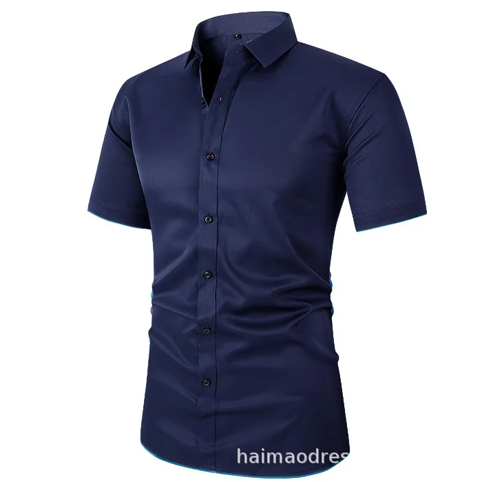 Camisas masculinas de manga curta, roupas de trabalho, camisas de negócios, tops elásticos de alta qualidade, verão