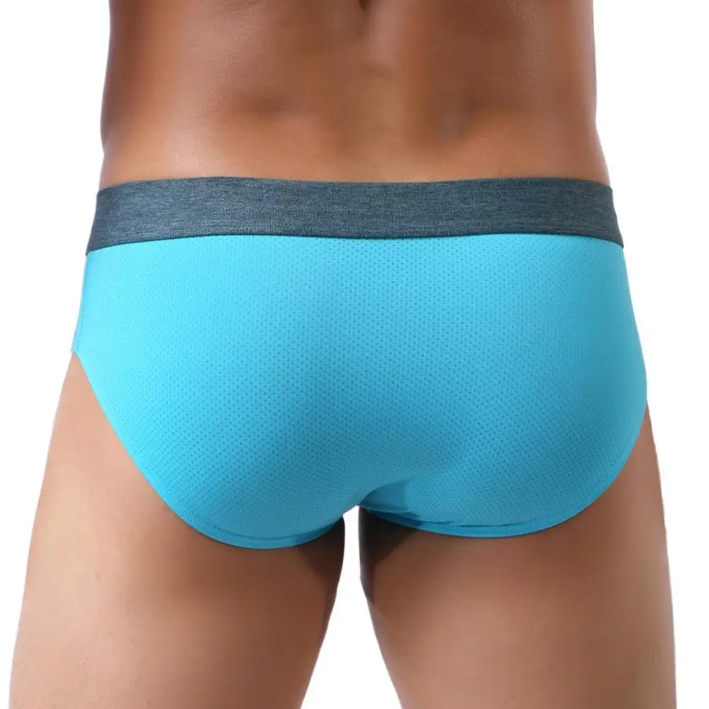 Men\'s Underwear Sexy Briefs Soft Breathable Mesh Underpants Shorts Elastic Panties Brief for Man