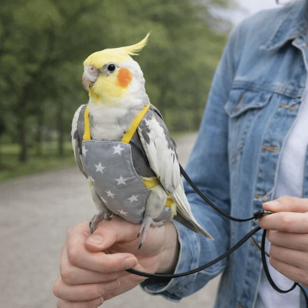 Cute Adjustable Bird Flight Suits Breathable Feces Pocket Parrot Outdoor Leashes Escape Proof Bird Flight Clothes Pet Walking view 3