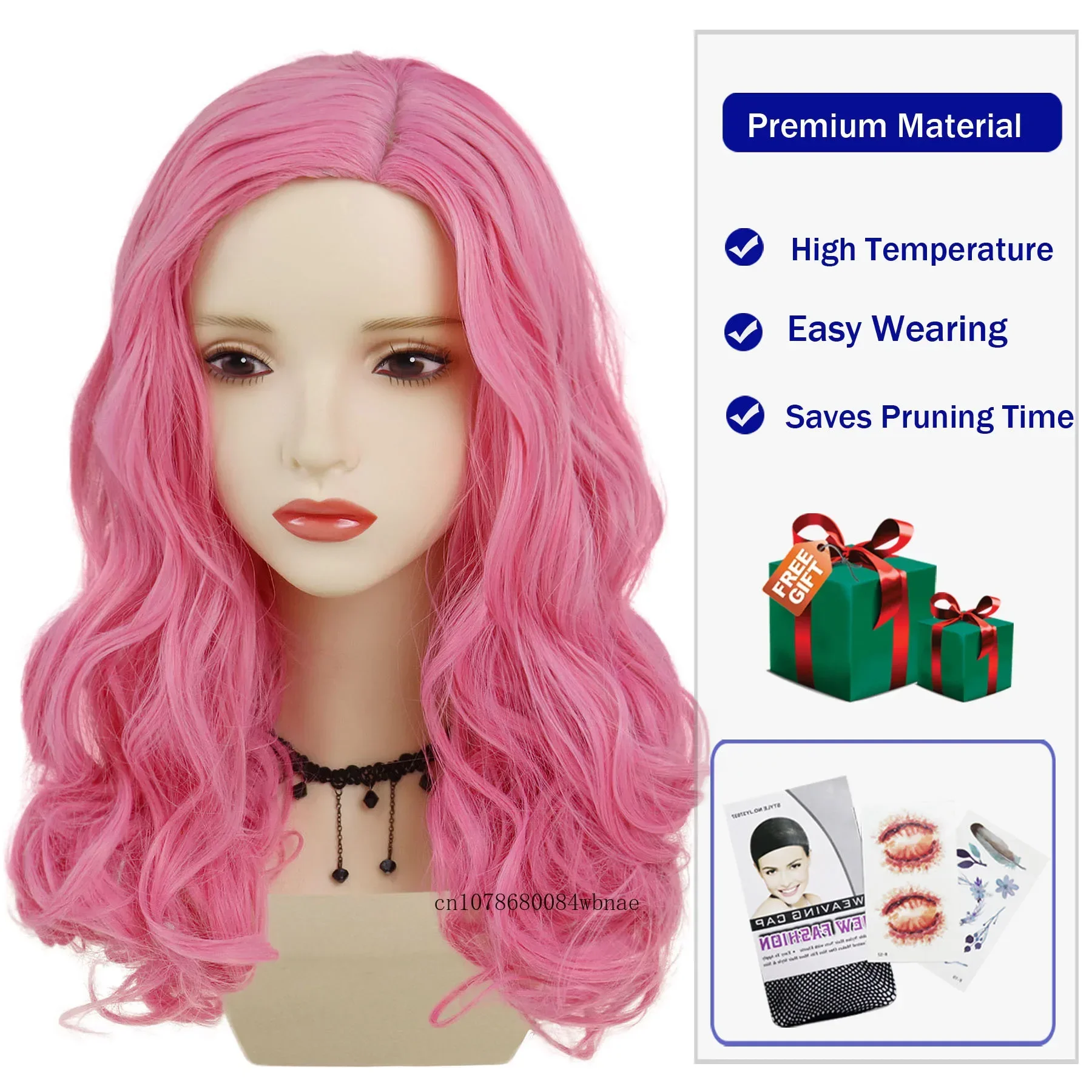 Schattige Prinses Roze Pruiken Synthetische Lange Golvende Pruik voor Vrouwen Meisjes Past Alle Film Cosplay Dress Up Party Gebruik Halloween Kostuum Pruik