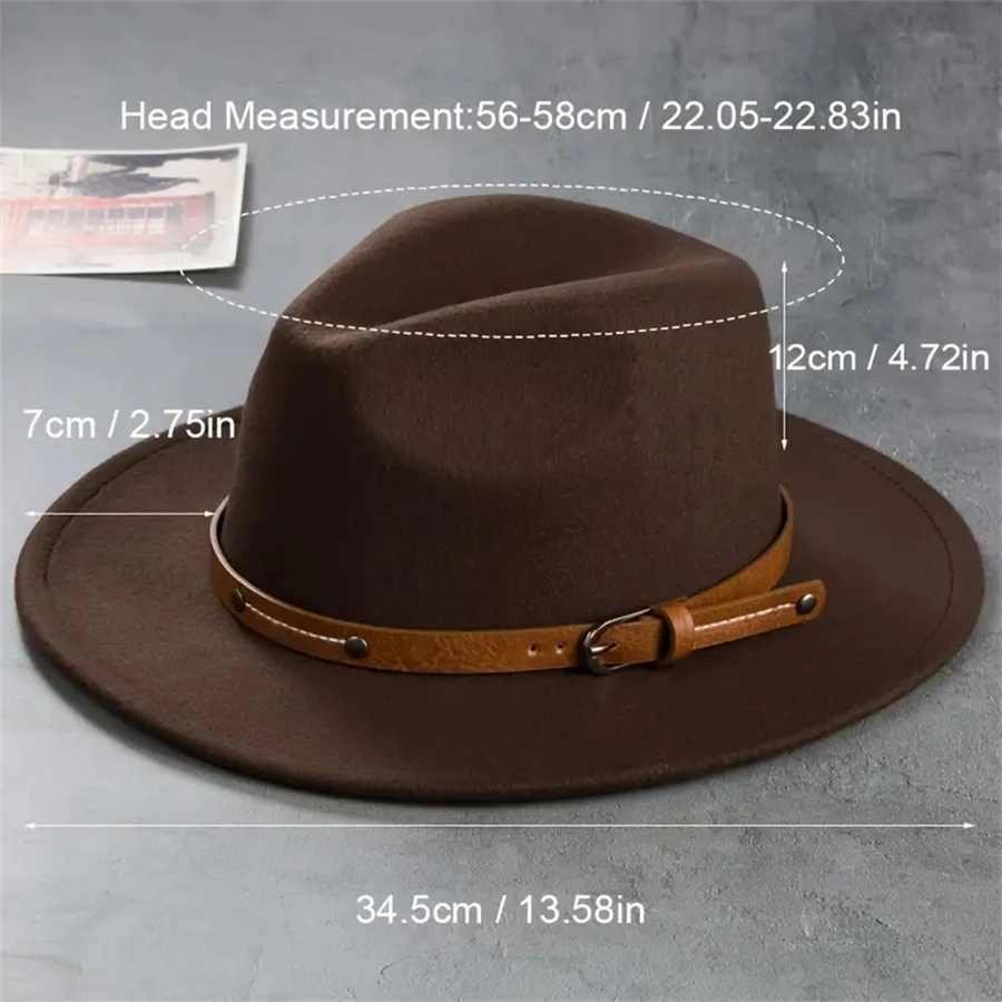 A Men\'s Western Cowboy Hat Retro Felt Top Hat Leather Buckle Accessories Jazz Hat Multi-Colored For Women To Wear