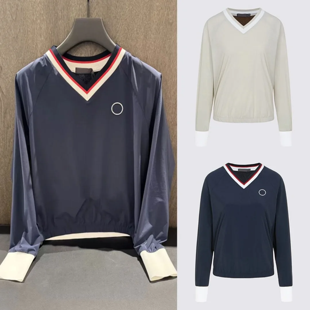 Women's Golf Pullover 2026 Fall New Korean Style Long Sleeve Polo Collar Fashion Versatile Casual Sporty Windbreaker Breathable